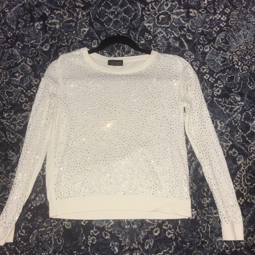 Topshop white bling sweater